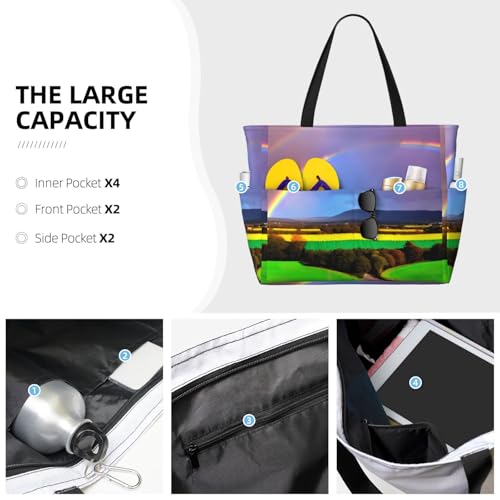 Evening Rainbow Large Capacity Waterproof Sandproof Multifunctional Beach Travel Camping Picnic Storage Bag3