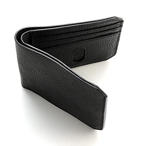 IJUN Handmade Vintage Small Bifold Wallet for Men - Full Grain Oil Vegetable Tanned Cowhide Leather (Black)4