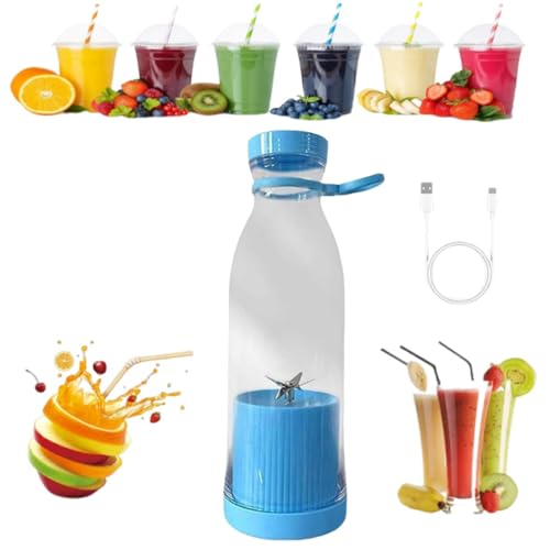 Licuadora Appreciarel, licuadora portátil, extractor de jugo inalámbrico, licuadora y botella 2 en 1, licuadora de batidos de 420 ml, con cuchillas de acero inoxidable para batidos y batidos(Blue) Licuadora Appreciarel, licuadora portátil, extractor de jugo inalámbrico, licuadora y botella 2 en 1, licuadora de batidos de 420 ml, con cuchillas de acero inoxidable para batidos y batidos(Blue)