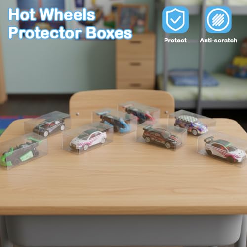 Image of HASTHIP 12Pcs Clear Display Case for 1: 64 Car Model Toy, Foldable PVC Dustproof Storage Box, DIY Car Stand Showcase for Mini Figures Collectibles, 30x40x82mm (Toy NOT Included)