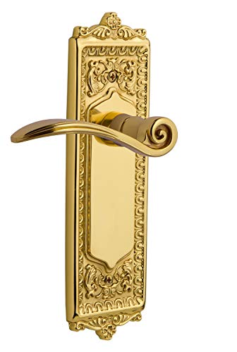 Image of Nostalgic Warehouse Egg & Dart Plate Single Dummy Swan Lever in Polished Brass