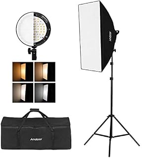 Andoer Studio Photography Softbox LED Light Kit Including 20X28 Inches Softboxes 45W Bi-Color