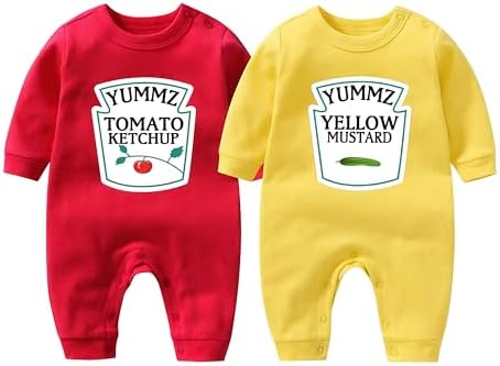 YSCULBUTOL 2-Pack Twins Baby Bodysuit Yummz Tomato Ketchup Mustar...