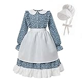 Nuoqi Prairie Dresses Girls Pioneer Laura Ingalls Wilder Costume with Apron XL, Blue