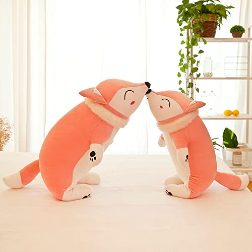 Kawaii Fox Peluche Juguete Almohada Fox Tamaño Grande Muñeca de Peluche Almohada para Dormir Decoración de la habitación para niños Regalos para Parejas Rosa 90cm