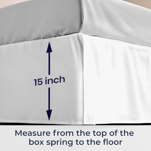 SGI Bedding 15 inch Drop Bed Skirt King Size Platform Style with Secure Fit, Classic Tailored Look, Elegant Pleated Style Dust Ruffle, Split Corners, Wrinkle Resistant Microfiber - White by SGI bedding - Used condition - Image 4