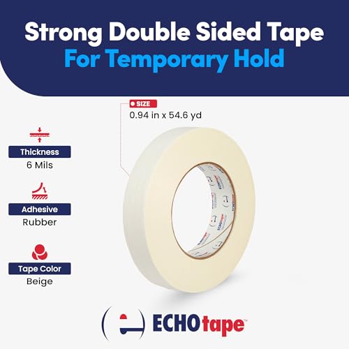 Image of ECHOtape DC-K048A | Strong, Double-Sided Tape for Temporary Hold and Bonding | White | Sticks Well to Most Surfaces | Removes Cleanly | Easy Tear | Excellent Holding Power | .94 in x 36 yd