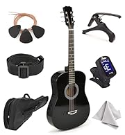 THE PERFECT FIRST GUITAR FOR YOUR CHILD: The MasterPlay acoustic youth guitar with steel strings REAL WOOD GUITAR| QUALITY BUILD – QUALITY SOUND: Made from top-notch basswood (linden wood), our learner guitar delivers excellent sound effects for a sm...