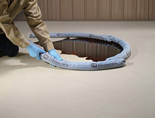 New Pig Sock | 1.6 Gallon Absorbency | Blue Absorbent Sock Forms Barrier & Prevents Spills From Spreading | 3" X 10' | 8 Pig Socks | Pig202 #TOP2