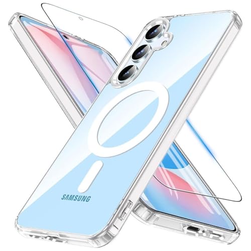 Image of Back Cover Case + Screen Protector for Samsung Galaxy S23 FE 5G | Mag-Safe Compatible | Transparent Mobile Phone Back Case Case for Samsung Galaxy S 23 FE | S23FE 5G TPU Transparent Cover