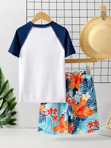 Kids Boys 2Pcs Rash Guard Swimsuit Letter Print Tankini Swim Top with Shorts Set Beach Bathing Suit3