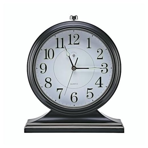 Retro Mantel Décor Desk Clocks, 10-inch Vintage Table Clocks for Fireplace, Easy to Read Clocks for Living Room, Bedroom, Office, Desktop Decoration (Black)