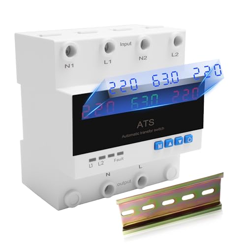 Automatic Transfer Switch, 63A 110V/220V Dual Power Selector for Generator