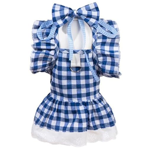 JPETTOペット服 かわいい 犬服 ワンピース 春夏 猫服 犬の洋服 スカート レース ドレス 蝶?び 日焼き防ぐ 通気性 お姫様 祝い 記念撮影 小型犬 中型犬 お散歩 25-0S621 ブルーM