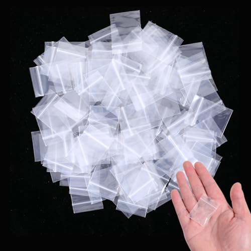 Prasacco 100 Stück Kleine Plastiktüten 4x3cm Kleine Polybeutel Verschlussbeutel Transparente Wiederverwendbarer Mini Druckverschlussbeutel für Ringe Ohrringe Süßigkeiten Teeblätter Charm Pillen