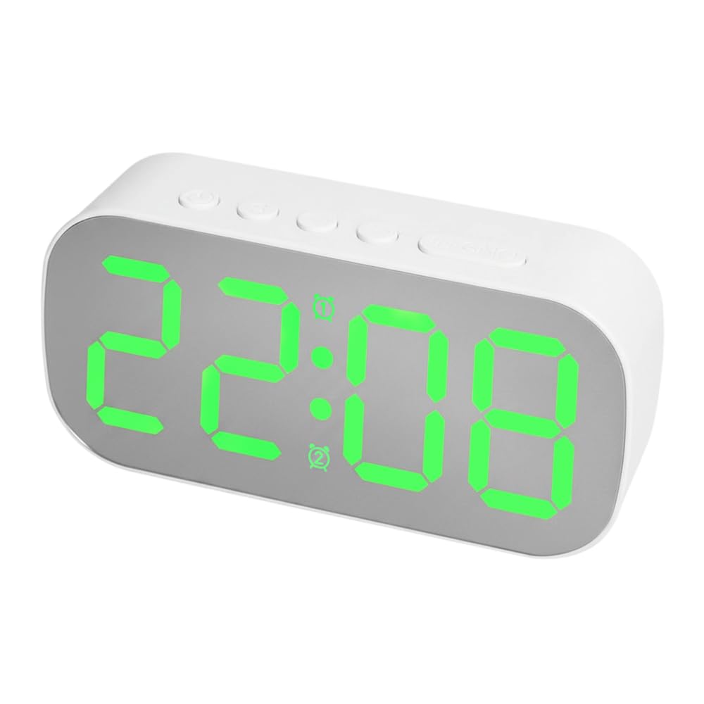 DONGKER LED Digital Display Electronic Clock, Brightness Adjustable Mirrored Alarm Clocks with Snooze Function Clock for Bedroom Office Living Room