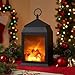 Fireplace Lantern and Battery Operated USB Operated 6 Hour Timer Included Tabletop Fireplace Lantern Indoor/Outdoor Fireplace Lamp (1 Pack House Shape No Heater Function Size:6.3x5.5x12 Inch)