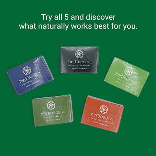 Herb’n Eden Pack Of 5 Soaps For Men | 100% Natural Ingredients | Essential Oils | Dry, Sensitive, Oily, Mature, Combo, Normal, Eczema, Psoriasis Skin | Face And Body | 1Oz Bar Samples #TOP1