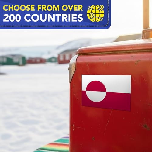 Image of Magnet Me Up Greenland Flag Car Magnet - 3x5 Inch, Magnetic Decal for Vehicles, Trucks, and Mailboxes - Weatherproof & UV Resistant National Flag of Greenland, Kalaallit Nunaat, Made in USA