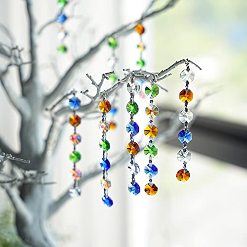 H&D 100Pcs Multi Color Crystal Glass 14Mm Octagon Chandelier Beads For Wedding Home Decor #TOP4