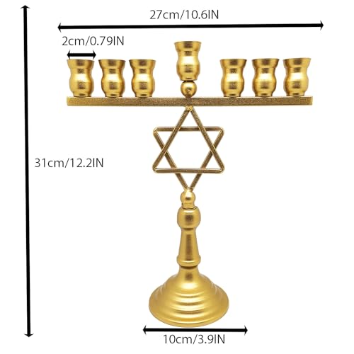 We-Moment-Candle-Holder-for-HanukkahGold-7-Menorahs-Candlestick-Holder-Metal-Menorah-for-Shabbat-KwanzaaHome-Decor-Set-of-1 We Moment Candle Holder for HanukkahGold 7 Menorahs Candlestick Holder Metal Menorah for Shabbat KwanzaaHome Decor Set of 1