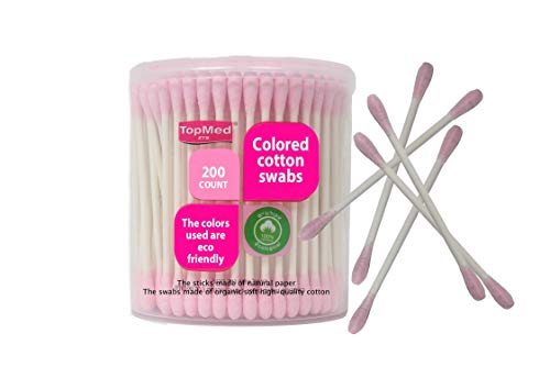 Cotons-tiges en papier coloré rose en boîte de 200 pièces pour hygiène