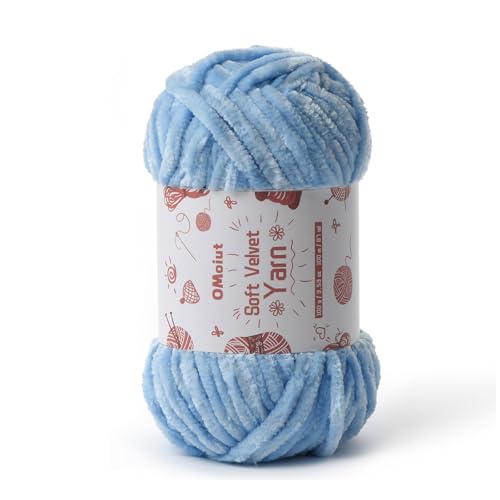 Image of 100g Fluffy Velvet Chenille Yarn for Crocheting and Knitting, 80m (87.5yd) Baby Yarn for Crocheting Soft, Crochet Chunky Yarns Amigurumi Yarns (Azure)