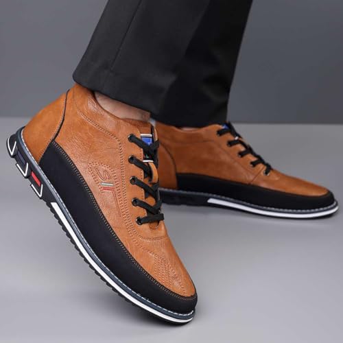 Image of Men's Casual Dress Boots Motorcycle Boots Plus Size Ankle Boots Lace Up Fashion Leather Boots Business Wedding Party Shoes