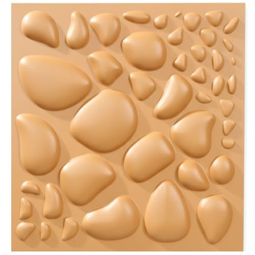 Image of Kayra Decor 3D PVC Wall Panels - Pabble Design,Mustard Yellow Color, 19.7 inch x 19.7 inch (Pack of 18) | Covers 42.28 Sq. Ft. |