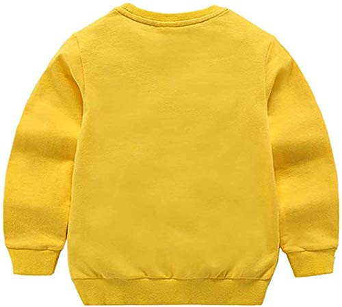 Haxico Unisex Kids Solid Cotton Thin Pullover Sweatshirt T-Shirt Toddler Baby Crewneck Long Sleeve Tshirts Tops Blouse Yellow, 4T #TOP1