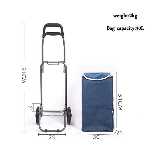 Leichter Einkaufswagen, zusammenklappbar, Reisewagen, Lebensmittelwagen, Gepäck, 2 Räder, PU-Kunststoff, ergonomischer… – Bild 3