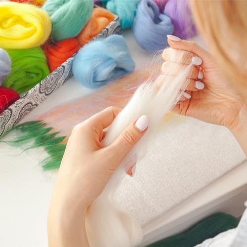 Image of Newwiee Clean Wool Batting Stuffing for Stuffed Animals Roving Wool Felting Filler for Crafts Needle Cushions Pillow Knitted Stuffed Toys Animals Blending and Dryer Balls, Natural White(1.1 lb) | Core Wool Roving for Needle Felting, Filler for Pillows Cushions Dryer Balls, Knitted Stuffed Toys Blending, Natural White