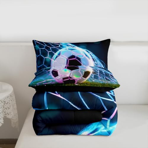 Image of Feelyou Soccer Comforter Set Full Size 3 Pcs Kids Boys Girls