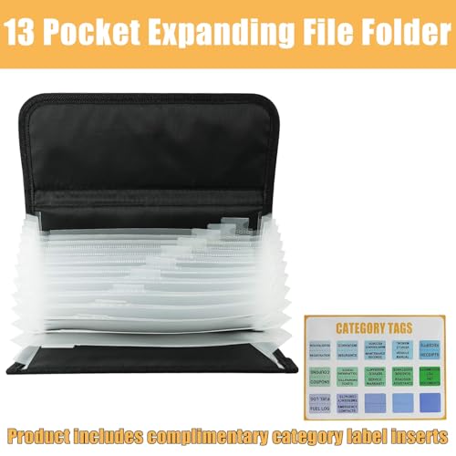 MANUTEX Vehicle Glove Box Organizer Large Capacity Car Registration and Insurance Holder for Car Documents License Cards with 13 Pocket Expanding File Folder 2 Cards Pockets