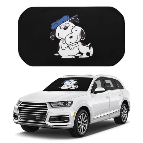 スヌーピー オラフ 車用 サンシェード 傘型 折り畳み式 フロントガラス用 車用パラソル 日焼け対策 日よけ 遮光 強力断熱 車内用品 UVカット 車中泊 プライバシー保護 取付け簡単 収納便利 収納ポーチ付き 133x73cm