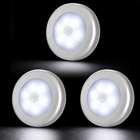 Dewanxin Motion Sensor Light, 6 LED PIR Motion Sensor LED Cabinet Lights with 3M Adhesive Pads, Auto ON/Off Sensor Night Lights for Staircase, Cupboard, Wardrobe, Closet, Kitchen, etc. (3 Pack) Cover
