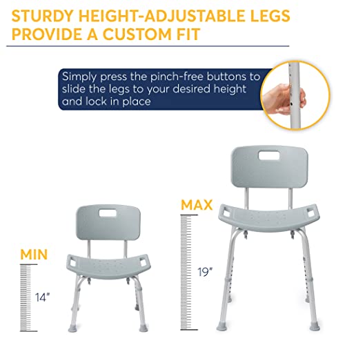 Drive Medical RTL12202KDR Bathroom Bench with Back, Gray