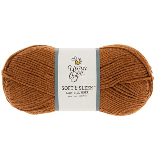 Image of Hobby Lobby Yarn Bee Soft & Sleek Yarn, 210 Tobacco, Set of 2 | 4 Medium Weight, 100% Low Pill Acrylic, 232 Yards Per Skien