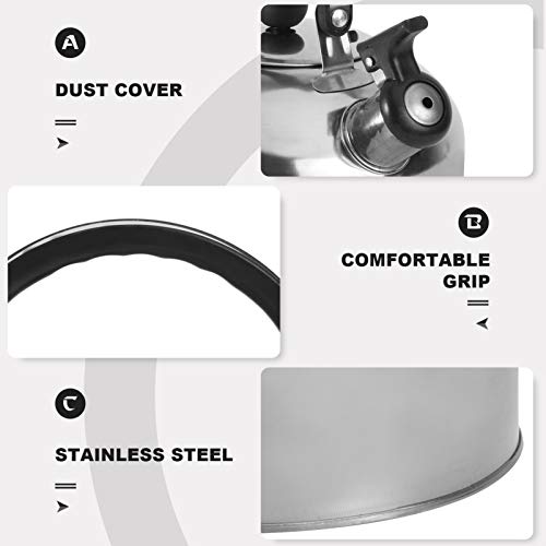 DOITOOL Chaleira de aço inoxidável com apito de 4 litros, chaleira de água quente para restaurante e