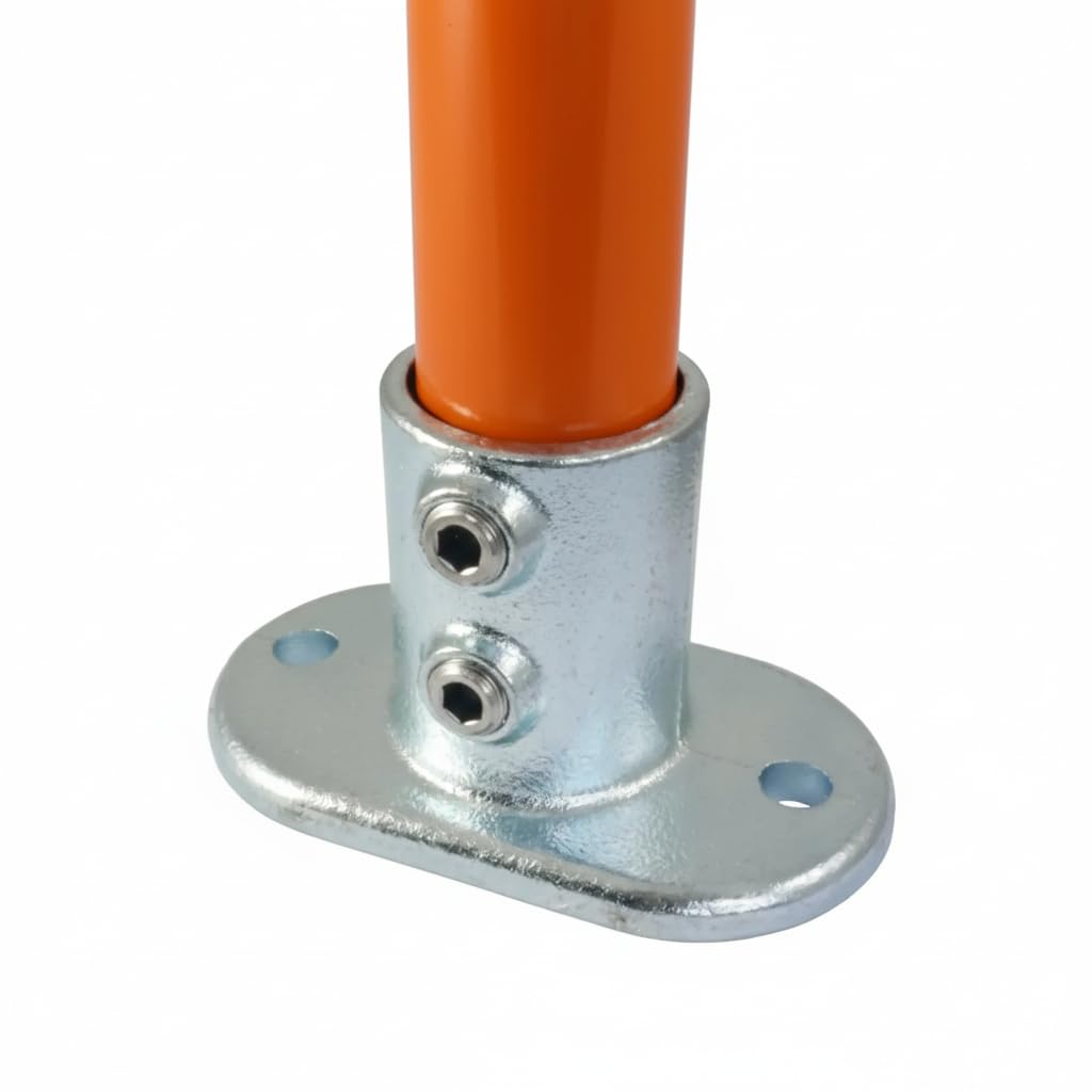 132D Railing Base Flange Key Clamp Fittings for Standard 48.3mm Tube | Heavy Duty Galvanized Iron Handrail, Railing & Scaffold Tube Clamps