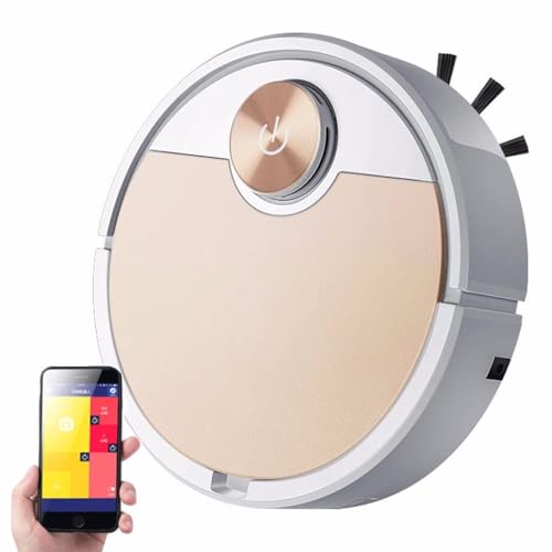 SMTSEC Robot Aspirapolvere Lavapavimenti con Mappatura, 3-in-1 Robot Aspirapolvere Smart App Control Robot Spazzante con Potente Aspirazione 1500Pa per Tappeti E Pavimenti Duri,Gold-1 Pack