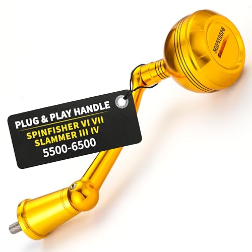MARVELURE Power Handle for Penn Spinfisher VI VII Slammer III IV (Not for Spinfisher Long Cast) (Gold, Slammer/Spinfisher 5500-6500 Thread)