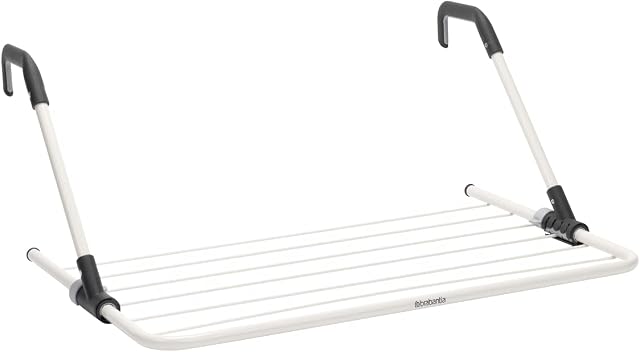 Brabantia - Hanging Drying Rack - 4.5 Metres of Clothes Line - Adjustable Arms - Smart Lock Remembers Last Used Setting - Space Efficient - Easy Storage - White - 68 x 44 cm