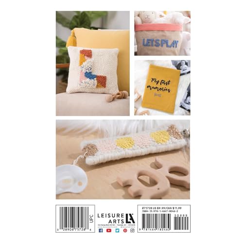 Image of LEISURE ARTS Crafts Baby Punch Needle Book, Punch Needle Adults Beginner, Patterns, Embroidery Patterns, Book for Beginners