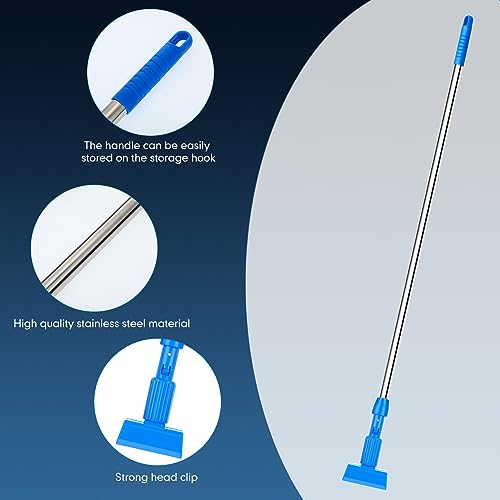 Image of Dandat 14 Pack Commercial Mop Handles Bulk Iron Mopping Tube 64 inch Heavy Duty Mop Stick Replacement Adjustable Mop Handle Wet Mop Handle for Industrial Household Floor Cleaning Jaw Clamp Style