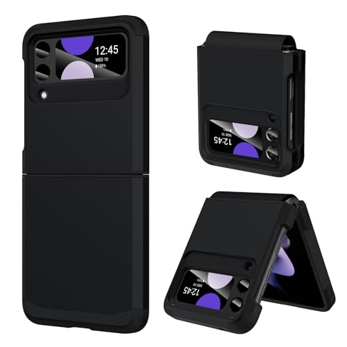 DUEDUE Design for Samsung Galaxy Z Flip 3 Case with Hinge Protection, Heavy Duty Shockproof Anti Scratch Cover Full Body Protective Phone Case for Samsung Z Flip 3 Case, Black