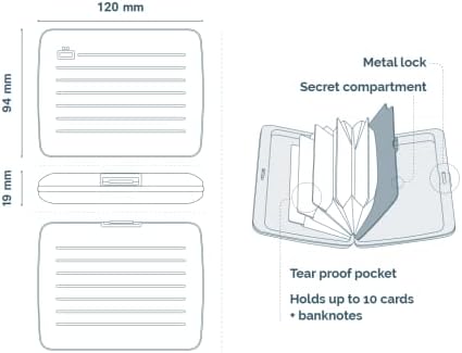 Aluminium portemonnee, Grote capaciteit met metalen slot, RFID