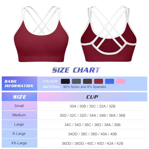 Image of WOYYHO Cross Back Sports Bra for Women Padded Medium Support Workout Bra