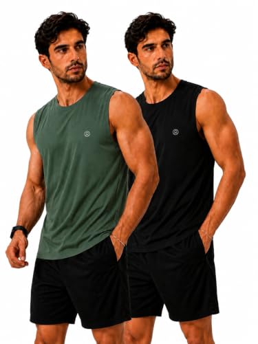 Image of CHKOKKO Sleeveless T Shirts Gym Vest for Men Workout Premium Cotton Blend