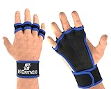 ProFitness Leather Padding Cross Training Gloves with Wrist Support for WODs & Gym Workouts Perfect for Men & Women (Royal Blue, Large)
